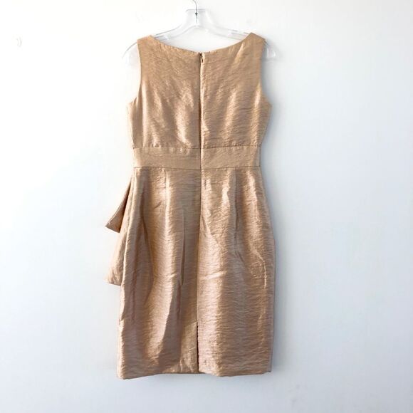 Ellen Tracy Shimmering Gold Draped Front Scoop Neck Tank Party Dress - Picture 10 of 17